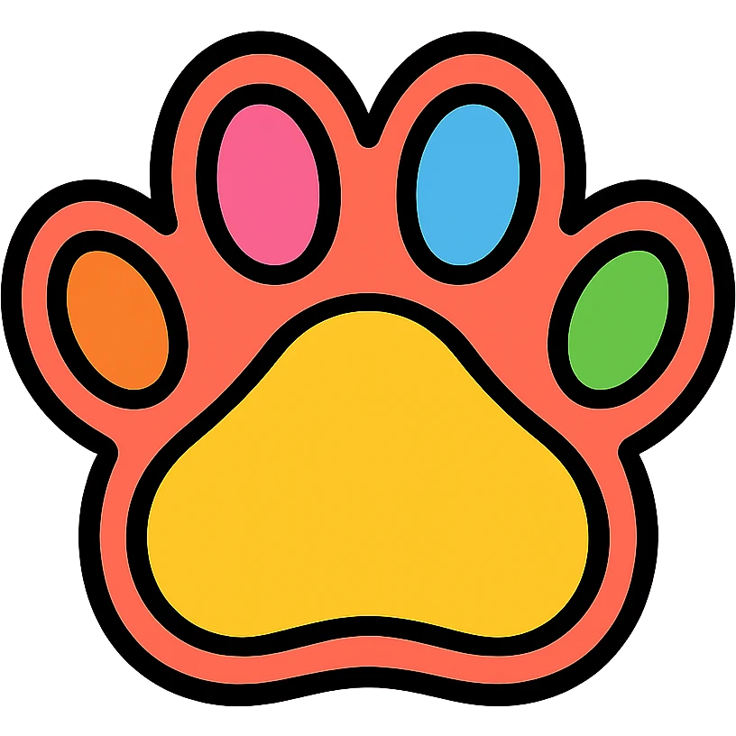 colorful puppy paw print with a border emoji