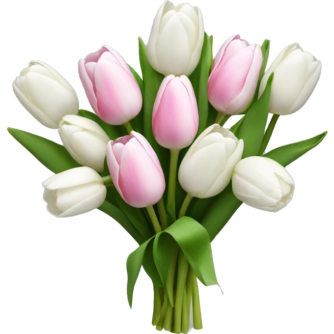 bouquet of white tulips and some pink tulips emoji