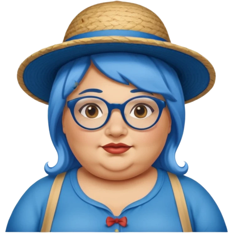 woman glassess, very fat venice gondolier with iconic hat and blue hair woman emoji