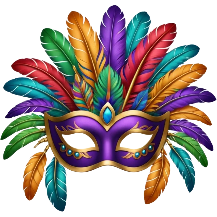 Feather Mask – Mask decorated with colorful feathers. emoji