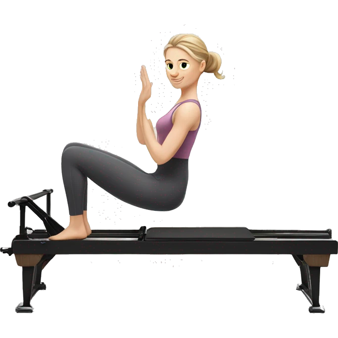 white girl on reformer Pilates emoji