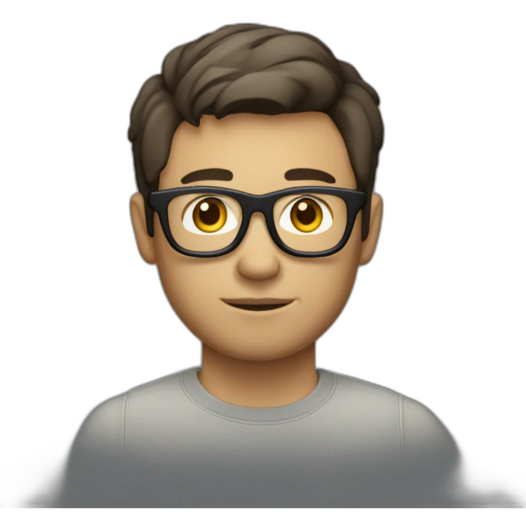  photographer, short hair, dark hair, slight beard, glasses, light skin, slightly fat face emoji