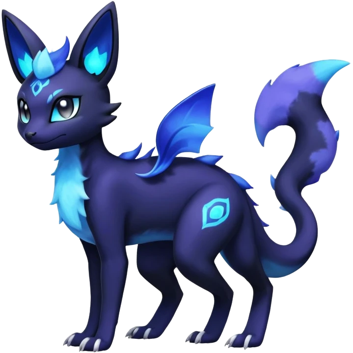 Nebulae Salandit-Meowstic-Umbreon-Fakémon-hybrid-creature (full body)  emoji