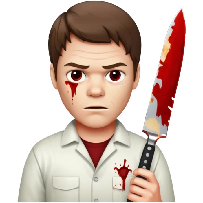 Dexter Morgan holding a bloody knife, mysterious look emoji