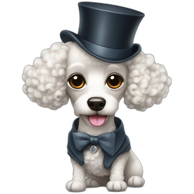 French Poodle with Sherlock Holmes costume emoji
