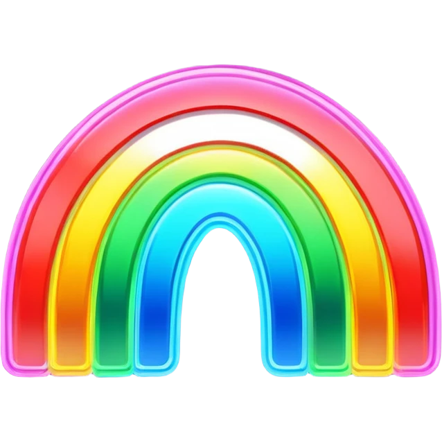 glowing led light, rainbow coloured, one big sign emoji