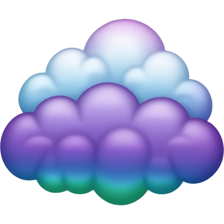 purple and green and blue gradient fluffy cloud emoji