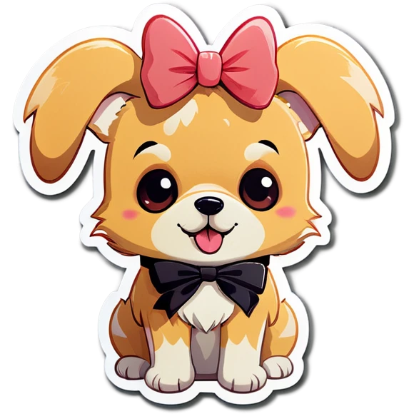 i want a sticker of a cute dog with a cute litte bow emoji