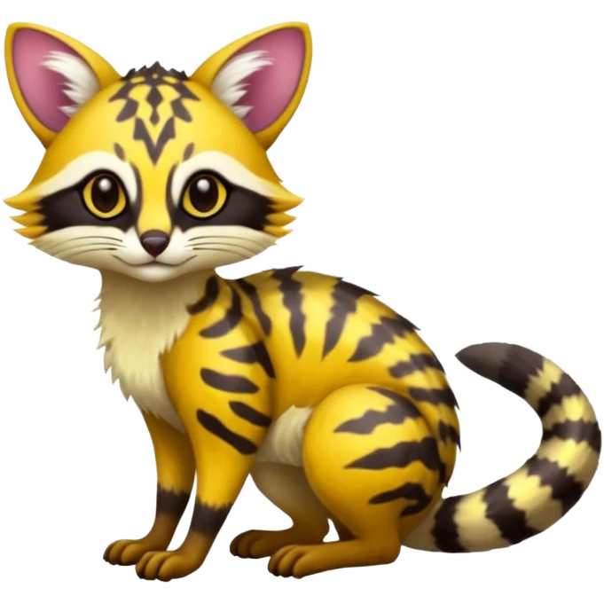 Exotic randomly colored colorful light cute lush warm-colored Fakémon-Fionbri-Vernid-Genet-creature with markings (full body) emoji