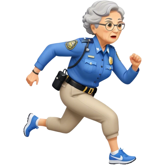 Grandma running from police in nike emoji