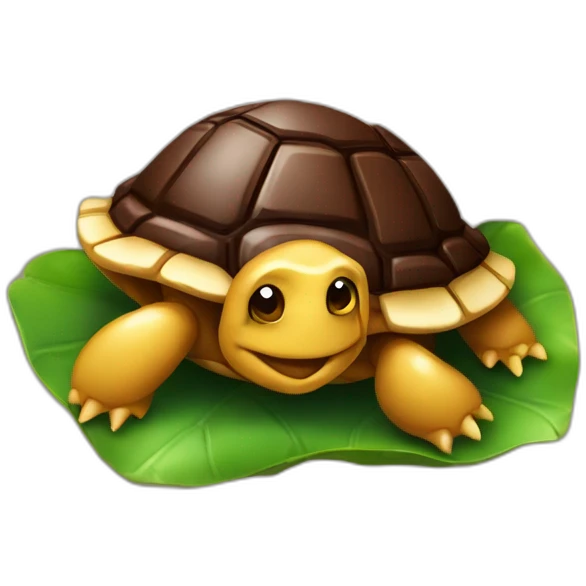 Tartaruga com chocolaté n'a boca emoji