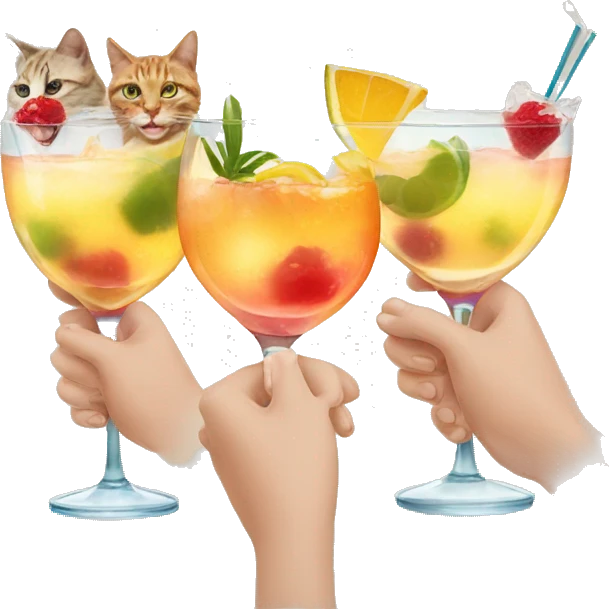 four cats clinking cocktails emoji