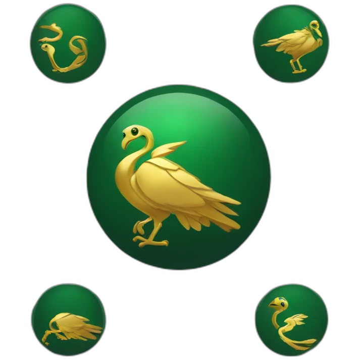 Green dark T-shirt with a gold logo of a simorgh weared by an emoji person emoji