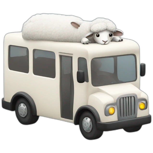 Sheep driving a modern bus emoji