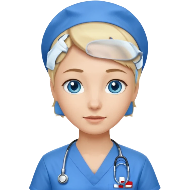 Nurse blue eyes short blond blue scrubs emoji