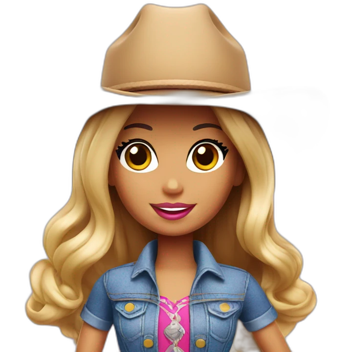 barbie with a cowboy hat emoji