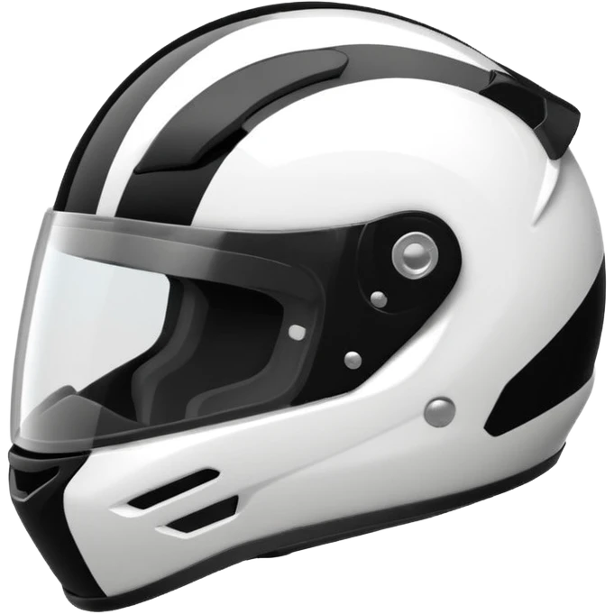 black and white racing helmet with a bold visor emoji