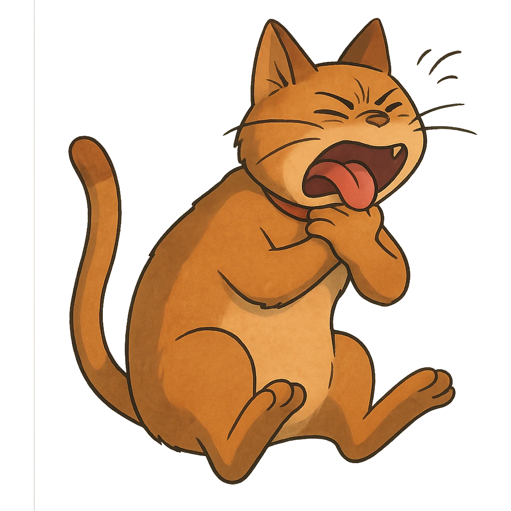 ghibli style cat choking itself emoji