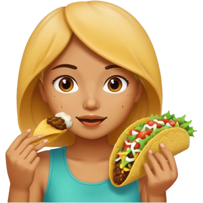 Girl eating taco while sweating  emoji