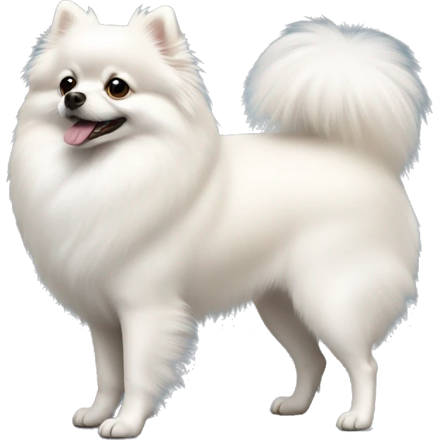 white pomeranian standing  emoji