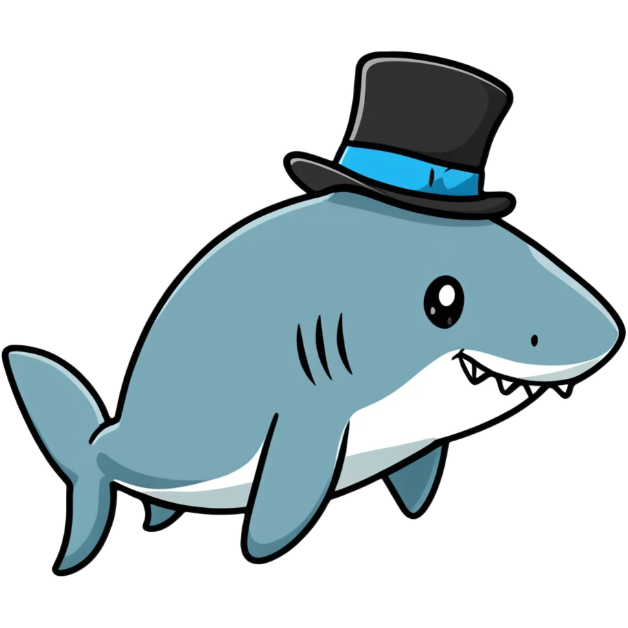 shark wearing a top hat emoji