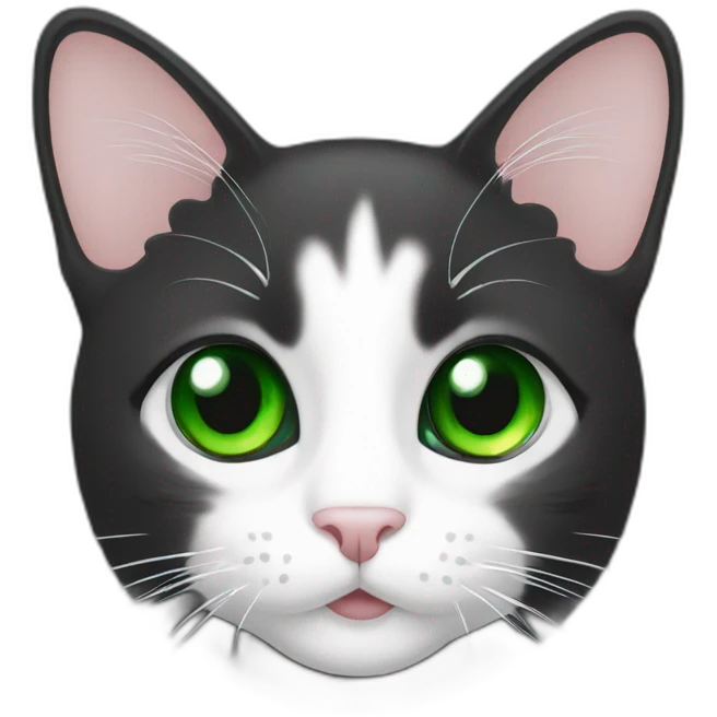 cat black and white with green eyes emoji