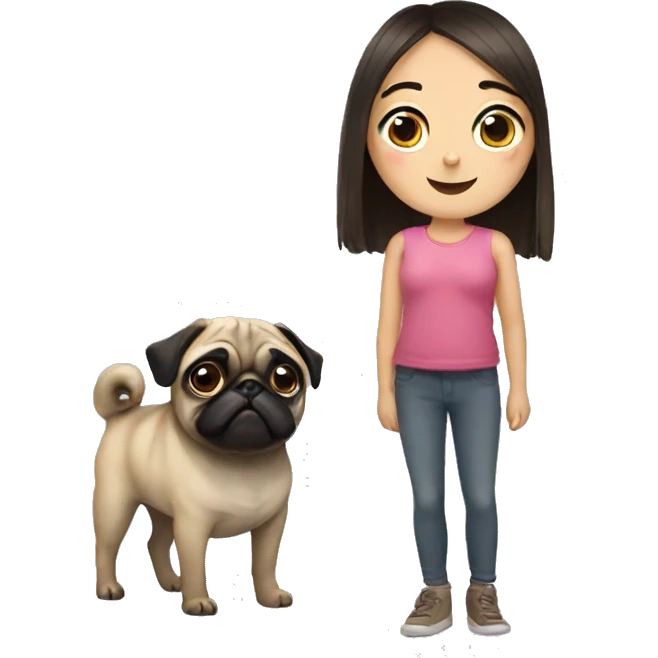 Pug with a girl emoji