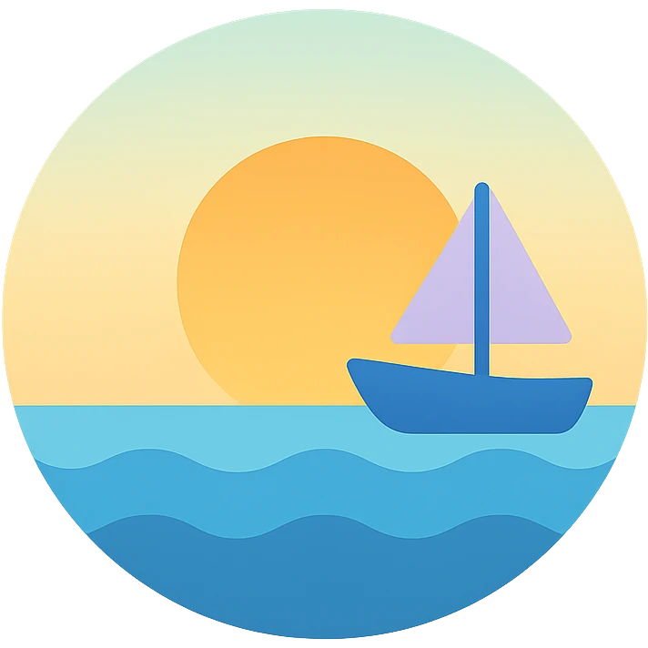 ocean sunset horizon boat emoji