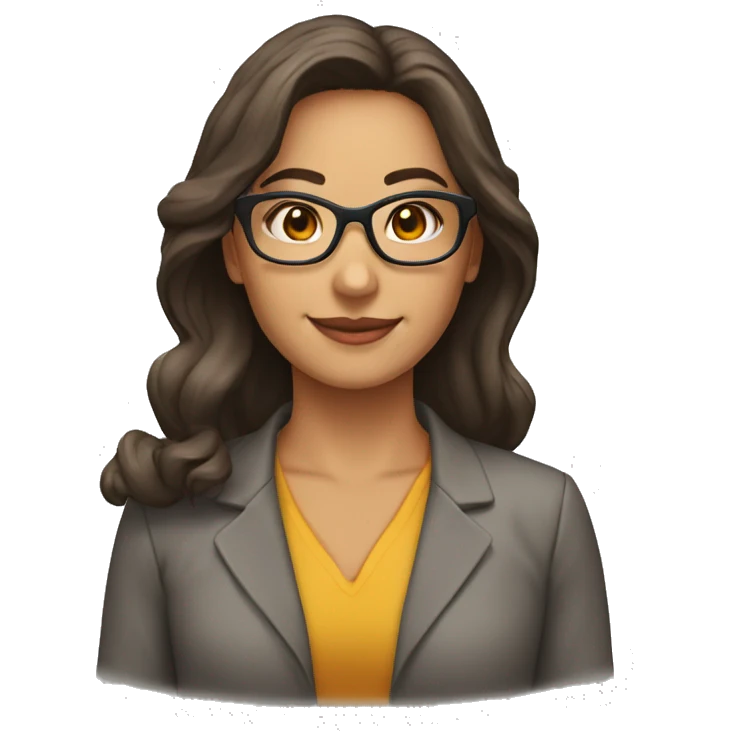 Profesora pelo castaño, gafas emoji