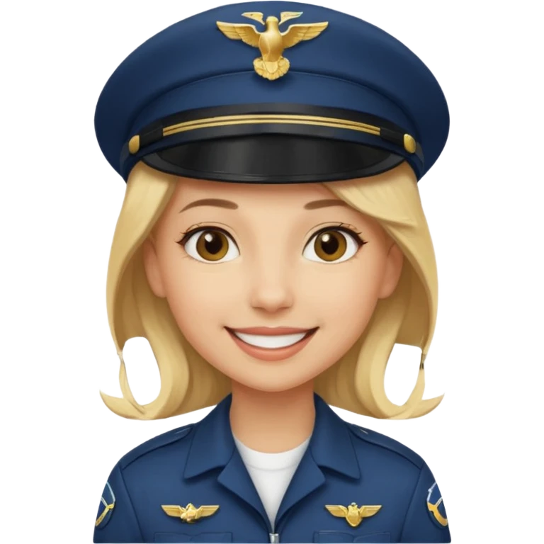 A female pilot with light skin and blonde hair under her cap emoji