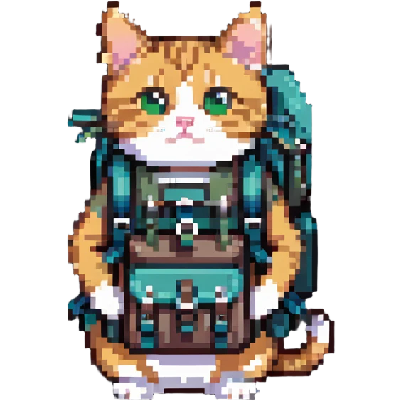 cat wearing a hiking backpack emoji