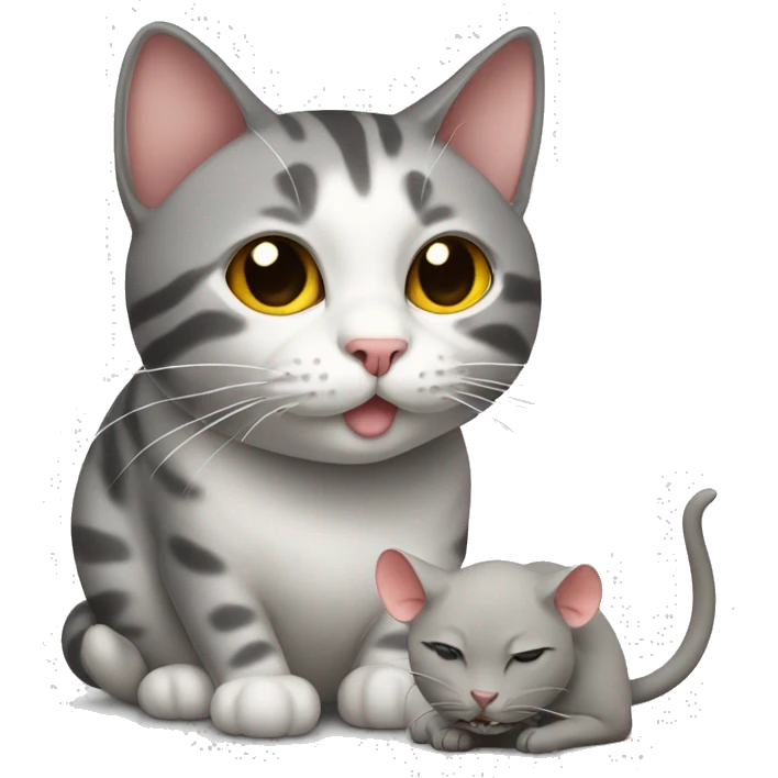 Cat with mouse is a friend  emoji