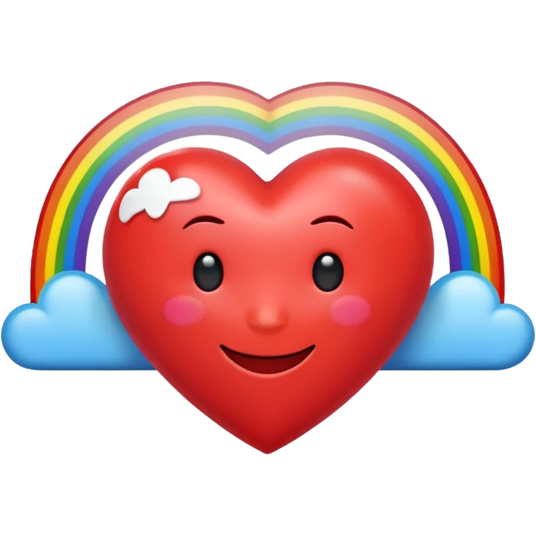 A heart with a smile no face and rainbow over the top emoji