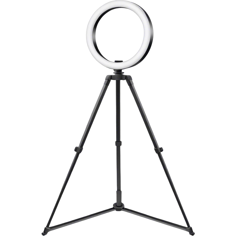 white glowing ring light on white tripod emoji