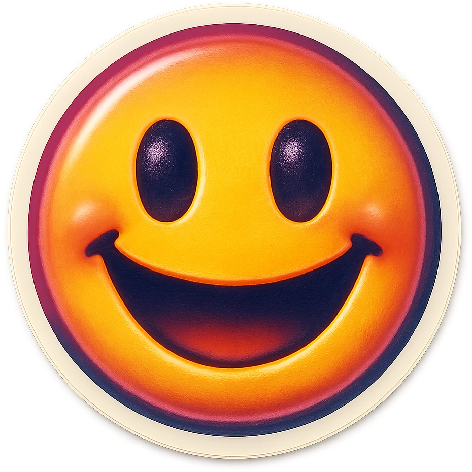Remove the background and make it transparent while keeping the emoji style and expression unchanged in retro stickers style. emoji