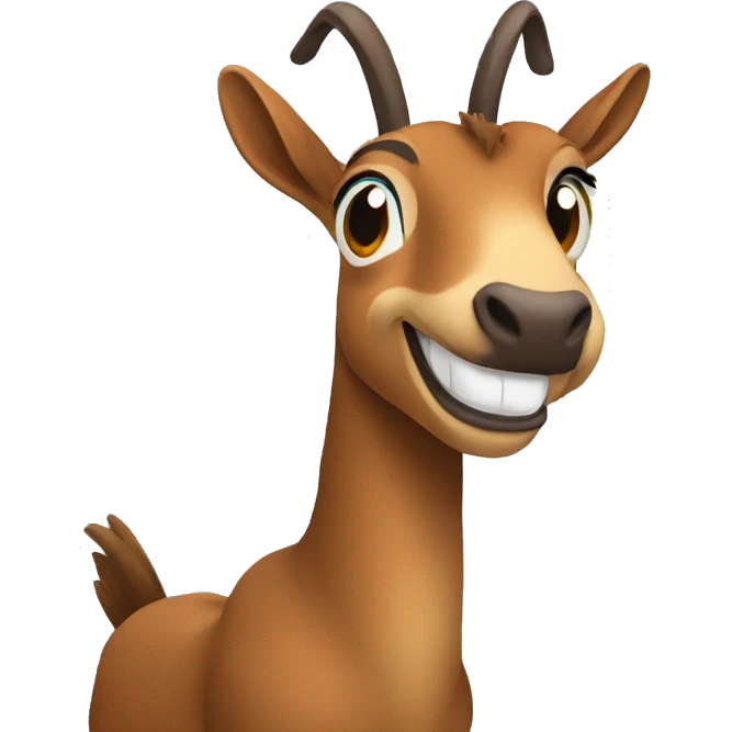 happy smiling brown chamois left hoof pointing up emoji