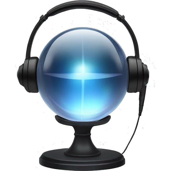 crystal ball with a microphone inside and a headphone emoji