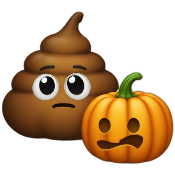 Poop emoji with pumpkin head emoji