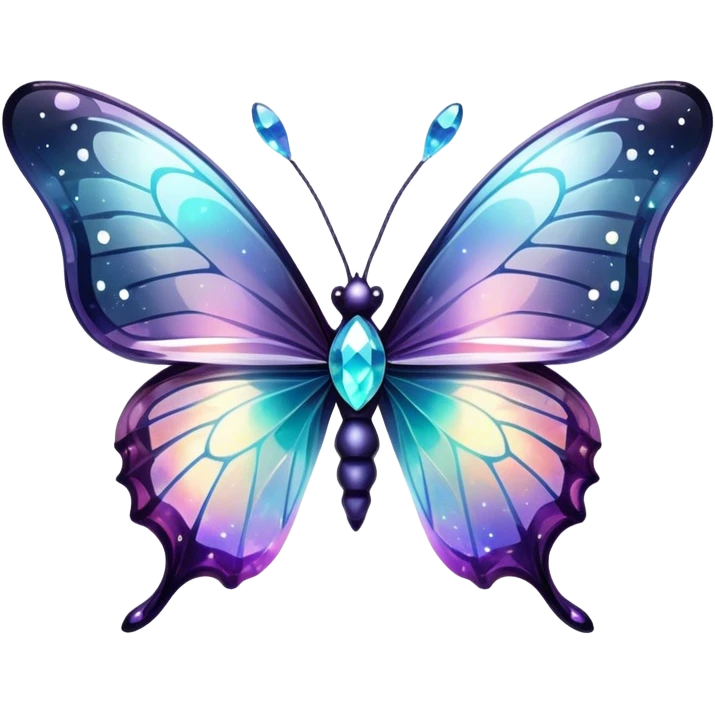 Dark Nebula Sparkly glossy glittery Pastel iridescent transparent bio-luminescent glass crystal butterfly emoji