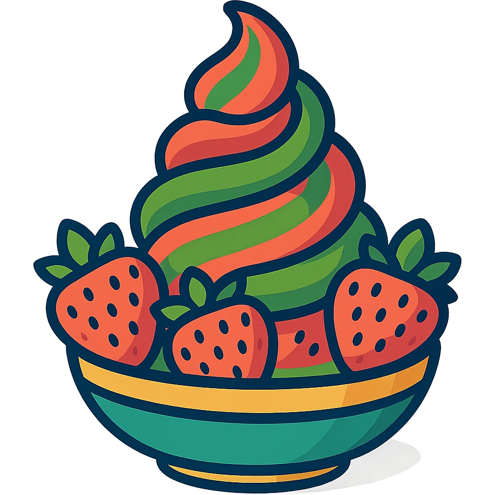 cheerful and colorful strawberry and matcha swirl dessert emoji
