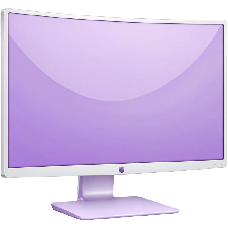Realistic white curved pc monitor with a pastel purple screensaver  emoji