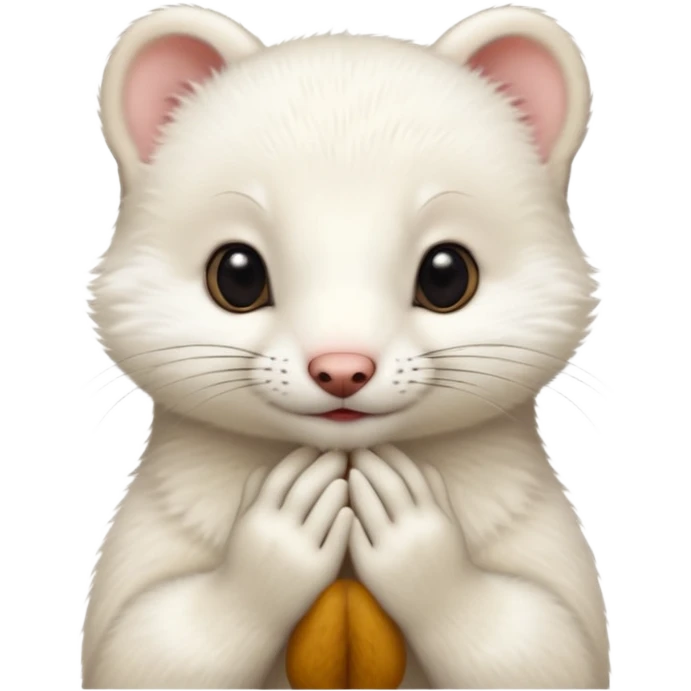 White stoat in the rubbing head with hands position  emoji