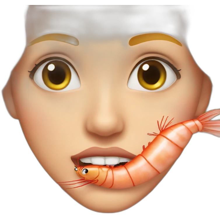 Biting lip with shrimp emoji