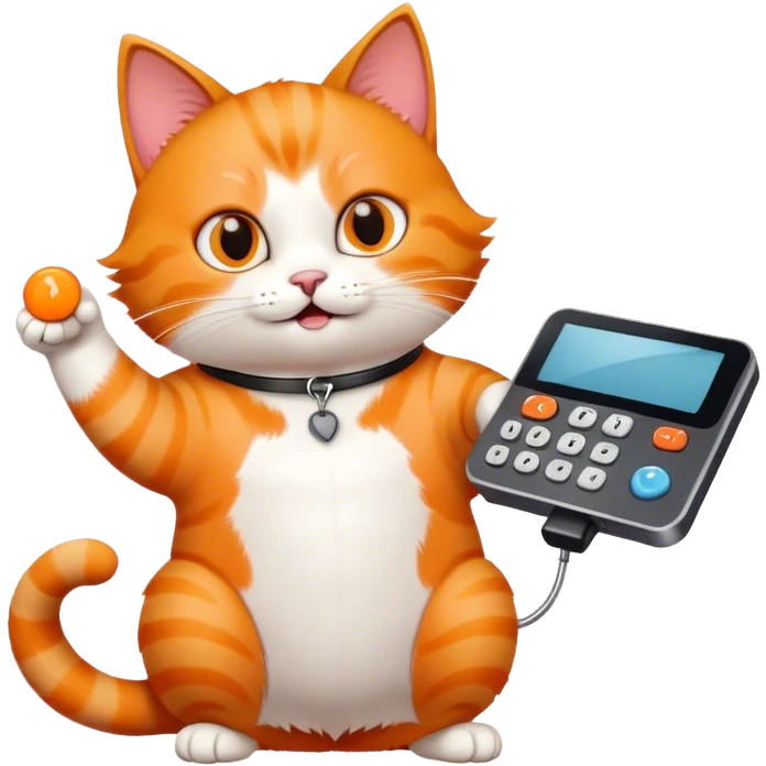 A Cat pointing a tv remote emoji