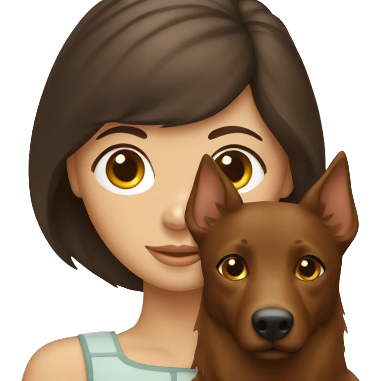 A brunette hair girl with an Australian kelpie emoji