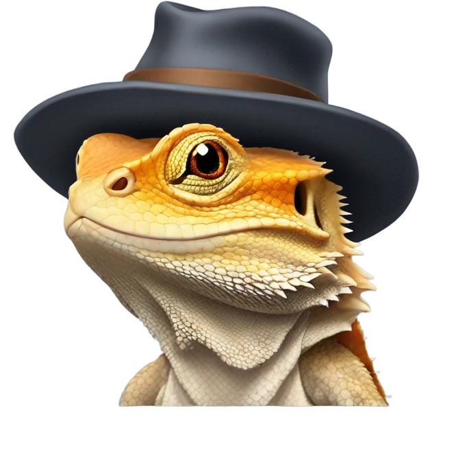 same photo as before, just instead of the face on top of the hat it was supposed to be a bearded dragon. emoji