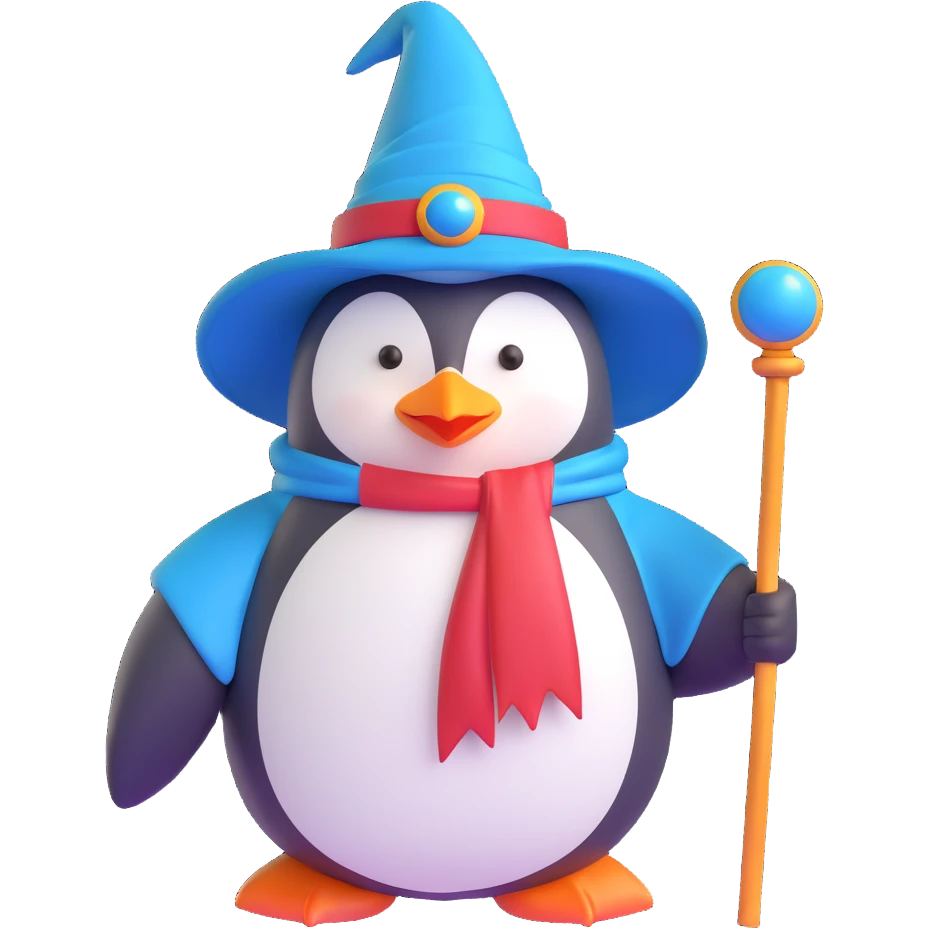 A penguin wizard emoji