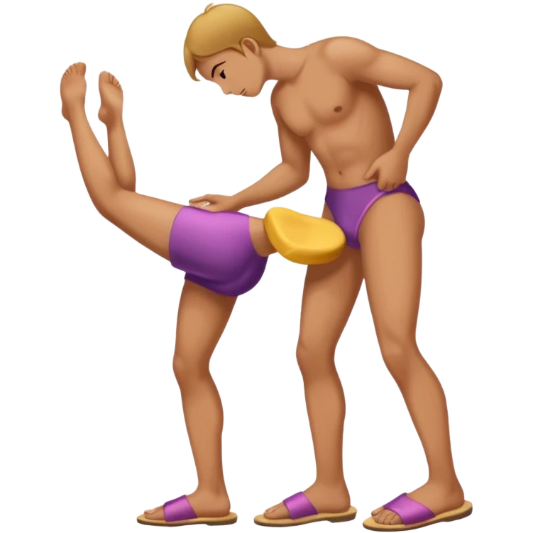 Бьет тапком по попе emoji