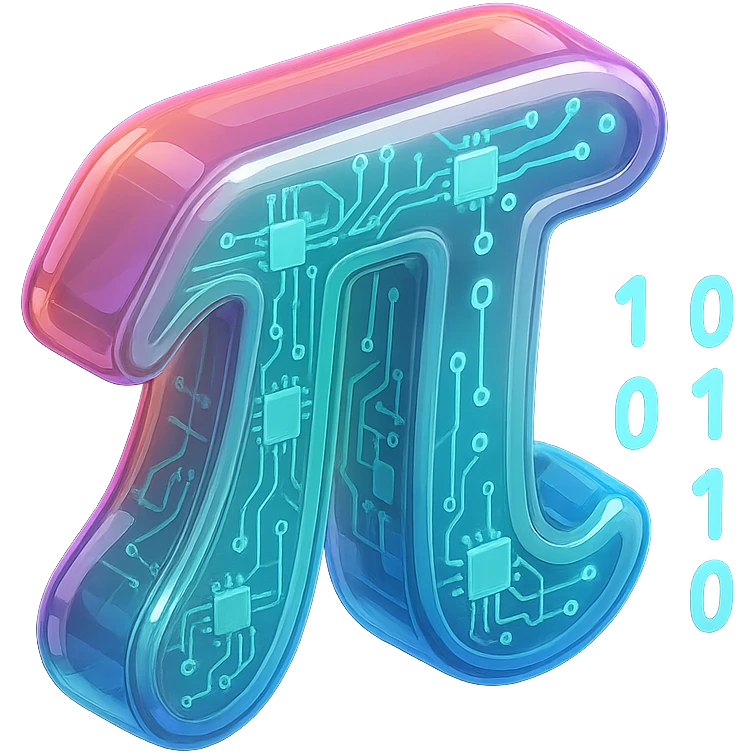  combine the π (pi) math symbol, binary code emerging from it. emoji