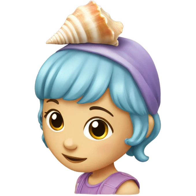 a little girl with a seashell emoji